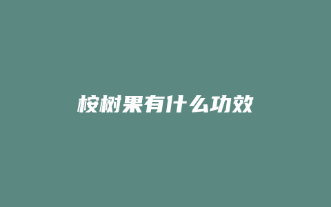 桉树果有什么功效