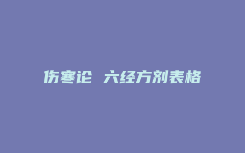 伤寒论 六经方剂表格