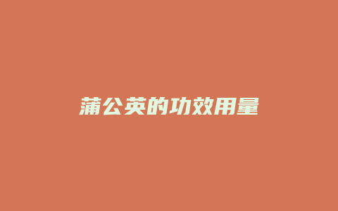 蒲公英的功效用量