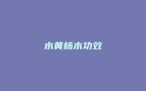 水黄杨木功效