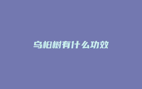 乌桕树有什么功效