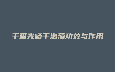 千里光晒干泡酒功效与作用