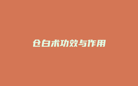 仓白术功效与作用