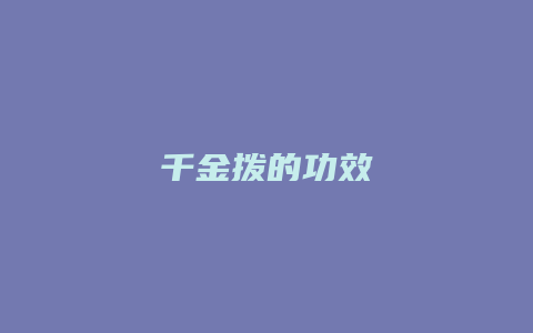 千金拨的功效