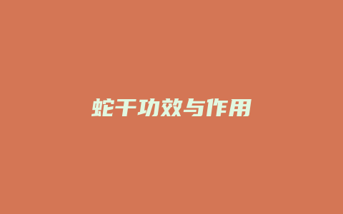 蛇干功效与作用