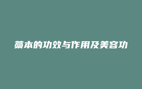 藁本的功效与作用及美容功效