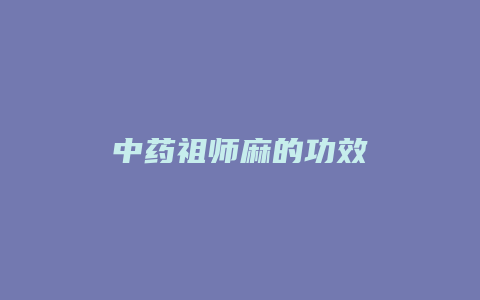 中药祖师麻的功效