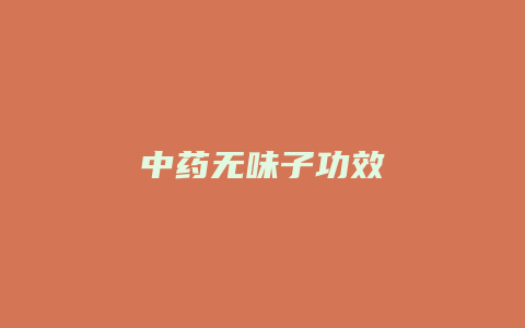 中药无味子功效