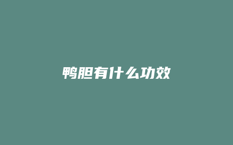 鸭胆有什么功效