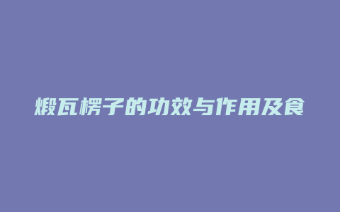 煅瓦楞子的功效与作用及食用方法