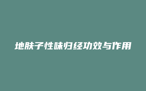 地肤子性味归经功效与作用