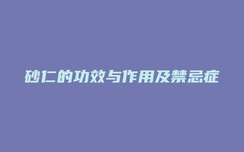 砂仁的功效与作用及禁忌症