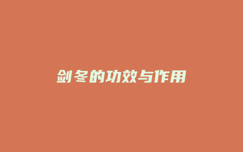 剑冬的功效与作用