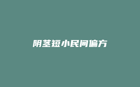 阴茎短小民间偏方