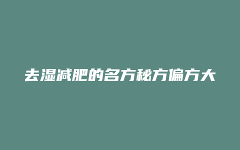 去湿减肥的名方秘方偏方大全