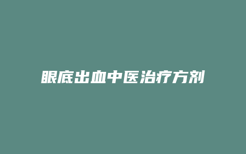 眼底出血中医治疗方剂